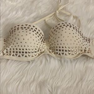 Cream bandeau bikini. L top. M bottom.
